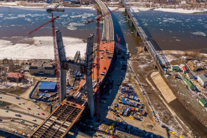 Строители четвертого моста через Обь готовятся к монтажу вантовой системы