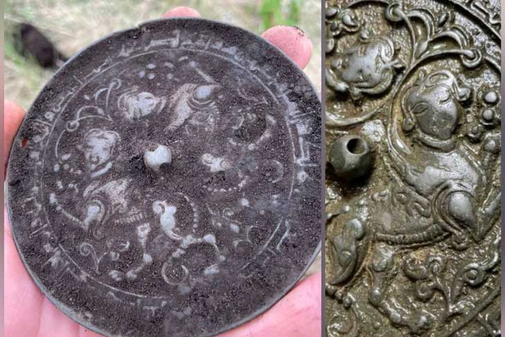 Сакральное зеркало со сфинксами нашли «черные археологи» в Сибири