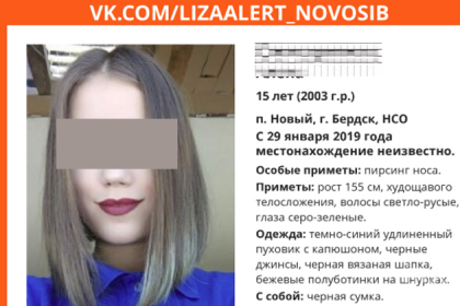Худая девочка с пирсингом в носу пропала под Новосибирском