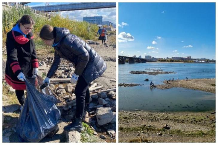 Новосибирские студенты собрали с берега Оби 434 мешка мусора