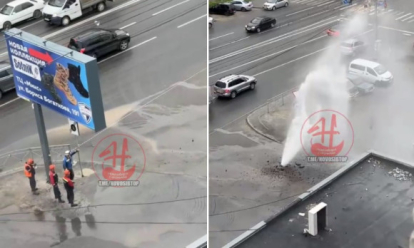 Опять прорыв, опять фонтан: в Новосибирске порвало водопровод во время испытаний