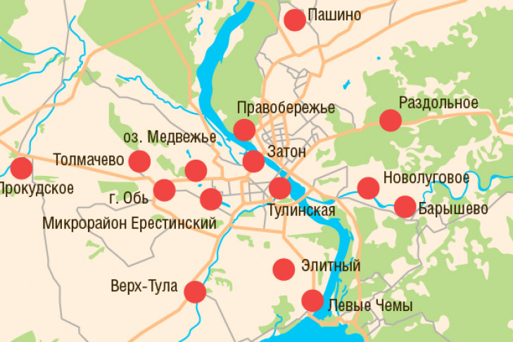 Карта перспективных земельных участков под Новосибирском