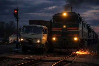 На станции Мошково наглый грузовик попал под локомотив