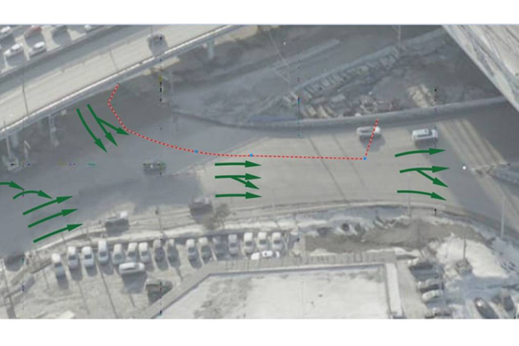 Водителям сузили проезд на площади Будагова в Новосибирске