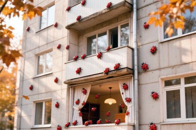 Божьи коровки облепили дома и проникают в квартиры жителей Новосибирска