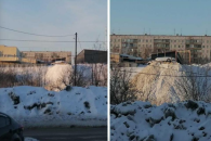 Незаконный снегоотвал в Новосибирске угрожает затопить зелёную зону