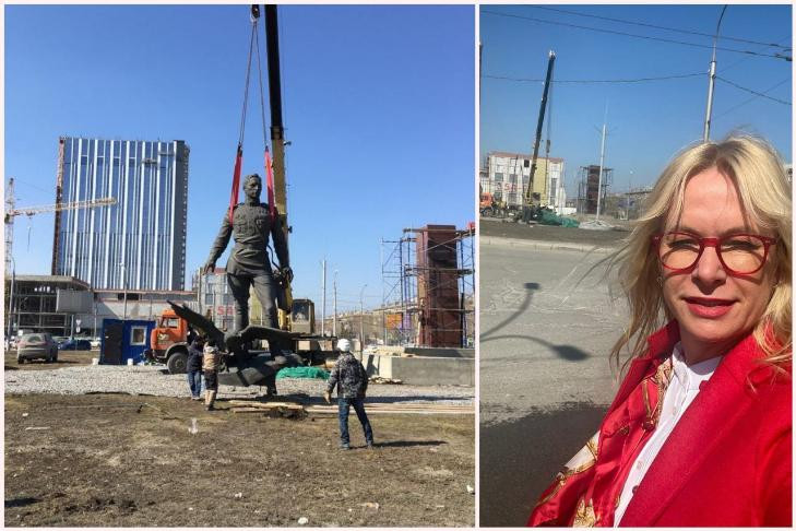 Памятник асу Покрышкину установили на новом месте в Новосибирске