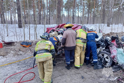 Пожарный Камаз столкнулся с бензовозом под Новосибирском