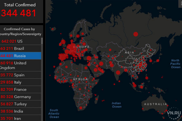 Карта коронавируса 25 мая: новая статистика заболевших в России и мире