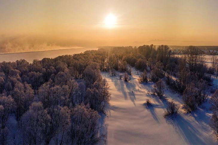 Морозы и туман испортили воздух Новосибирска 13 января