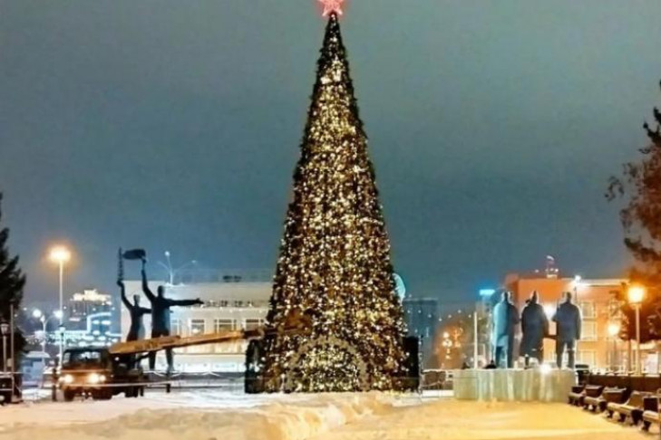 Главную новогоднюю елку установили на площади Ленина в Новосибирске