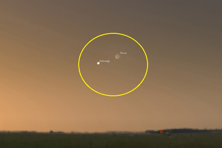Гигант Юпитер показался в утреннем небе над Новосибирском