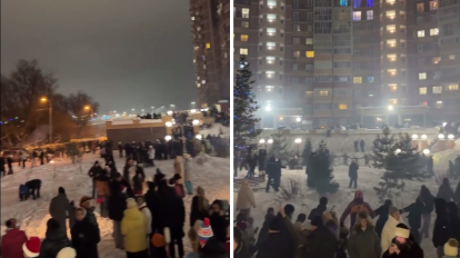 Новосибирцы отметили Новый год во дворе с соседями