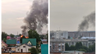 Пожар в Бердске затянул дымом центр города