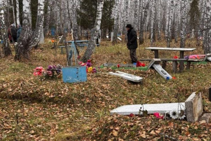 У нас горе: дети разгромили кладбище в селе Заливино в Кыштовке