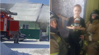 Новосибирские пожарные спасли семью с детьми из горящего дома