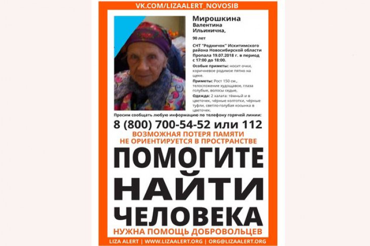 90-летняя бабушка с родинкой на щеке пропала в Искитимском районе
