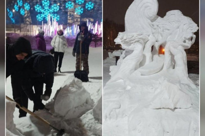 Разрушенную скульптуру «Каракан» восстановили в новосибирском парке «Арена»