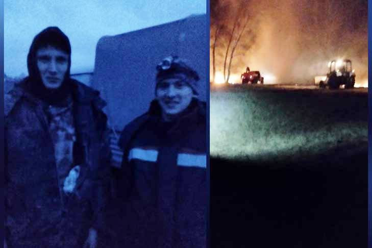 Рыбаки потушили пожар вблизи села Кундран в Новосибирской области