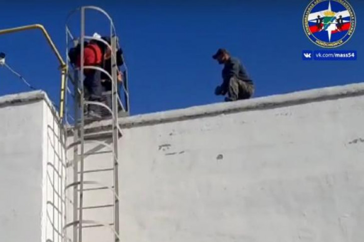 Рабочего в спасательной косынке сняли с крыши на Затулинке