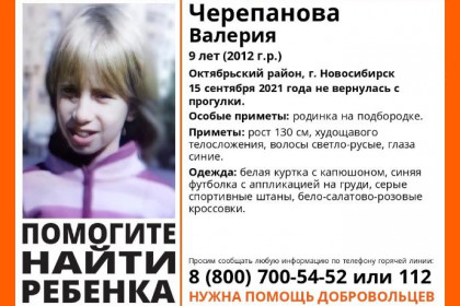9-летняя девочка пропала в Новосибирске после прогулки