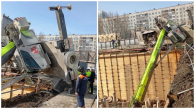 Автокран упал на стройплощадке в Новосибирске