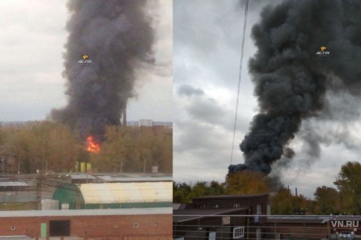 Склад «Сибсельмаша» с газовыми баллонами горит в Новосибирске