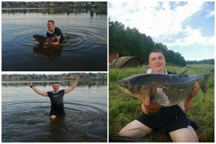 Амур-великан попался на крючок рыбаку из Новосибирска