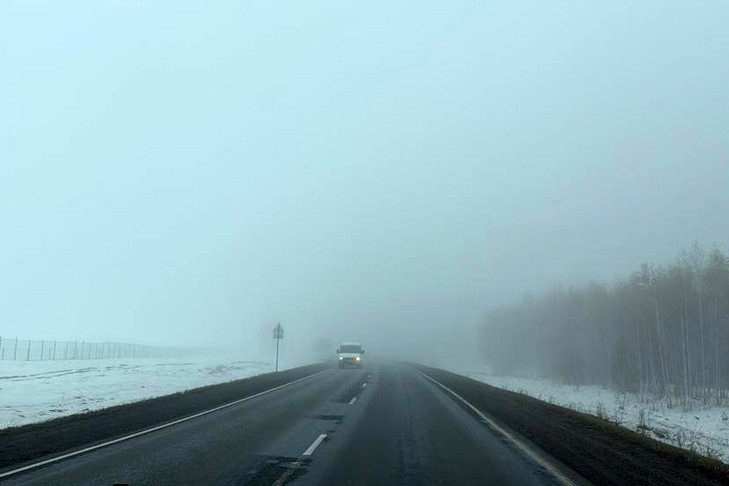 До 400 метров упала видимость на дорогах Новосибирской области из-за тумана