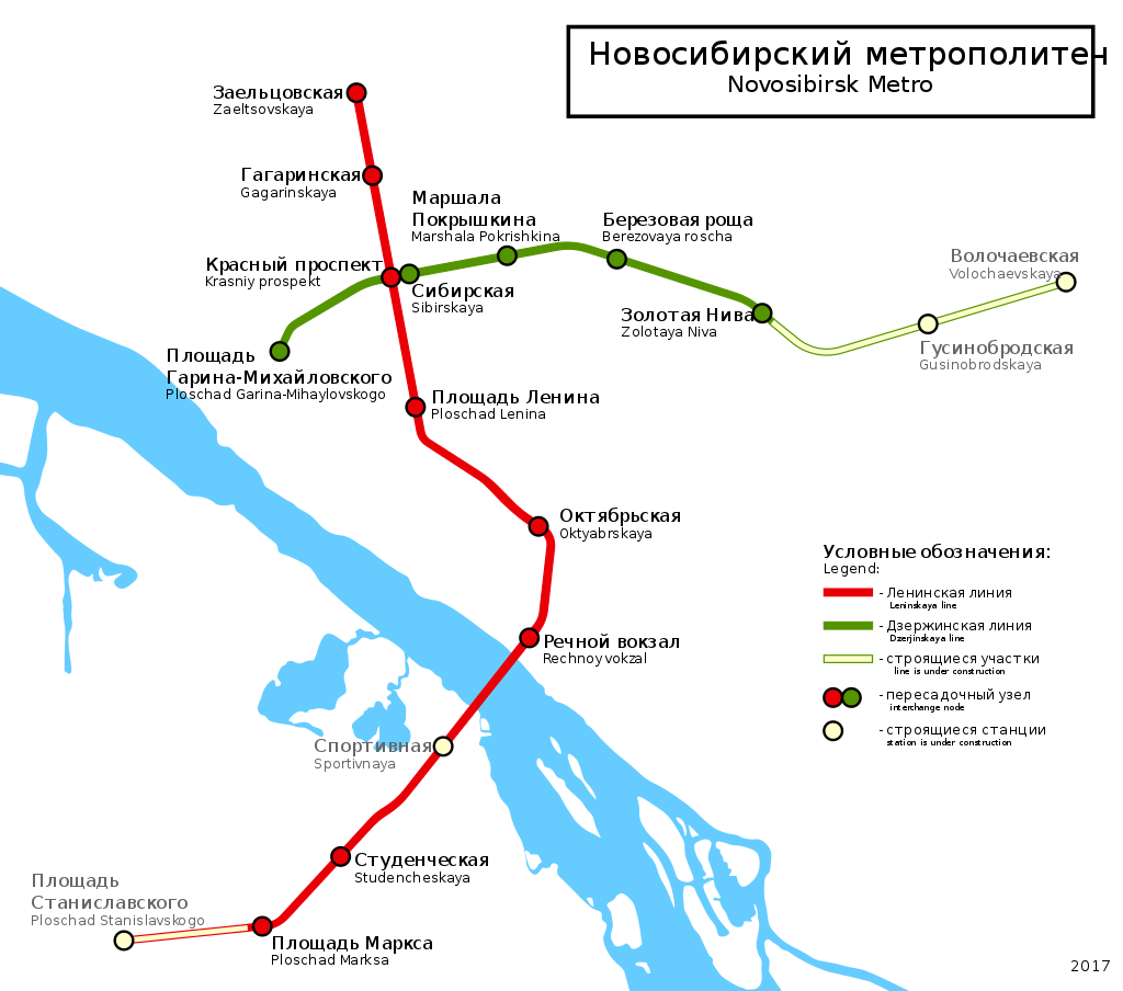 Время и расстояние между станциями метро Новосибирск
